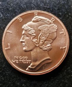 Copper 1 avdp oz Liberty Mercury Dime
