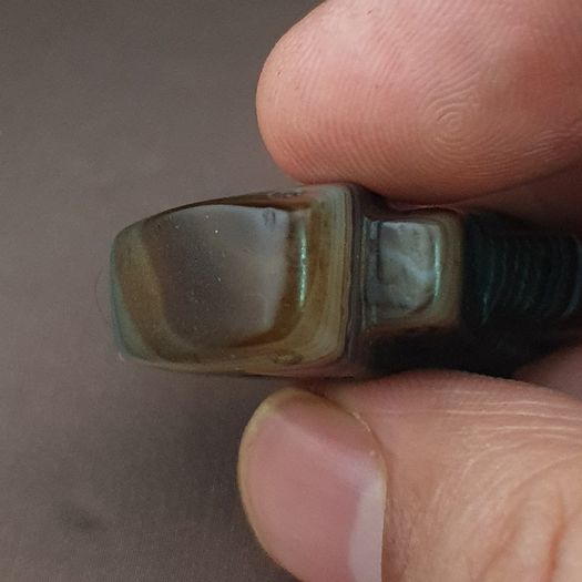 Vintage Natural Pattern Eyes Agate Arrow Shape Pendant Amulet