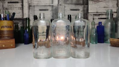 354 - Set of 3 Vintage Collectible Decorative Clear Glass 1001 Bottles