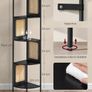 5 Tier Corner Shelf Bookcase with Rattan Side Panels Standing Shelf Metal Frame for Living Room Bedroom Study Kitchen 12.5 x 12.5 x 61.4 inch Image 4