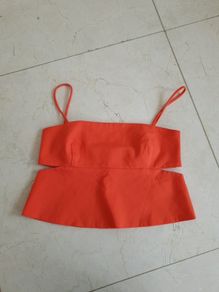 Zara orange cut out top uk 8-10