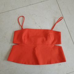 Zara orange cut out top uk 8-10
