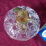 Killarney Crystal Cut Crystal Glass Happy Birthday Lidded Jewelry Dish / Bowl With 24 Carat Gold Cover Handle and Footed Base Finishing Made In Ireland Image 3