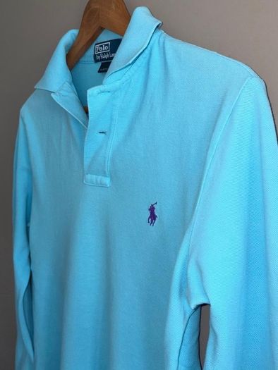 Polo Ralph Lauren Custom Fit Long Sleeve Polo Shirt XS Turquoise Blue 100% Cotton