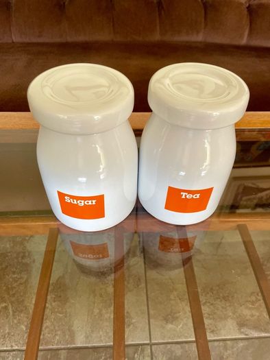 Vintage Typhoon Sugar and Tea Round Lidded Ceramic Jar Pantry Storage