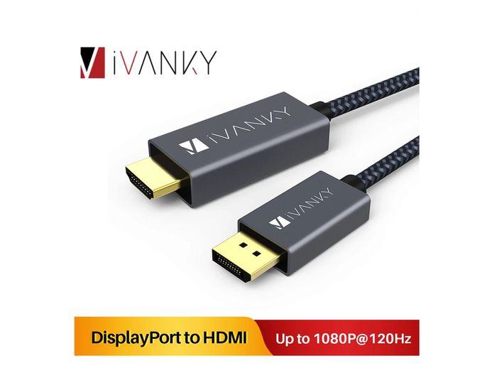 iVANKY 2M DisplayPort (Male) to HDMI (Male) 1080P Gold-Plated/Nylon-Braided Cable (Brand New/Warranty)