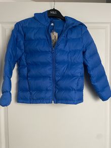 Winter jacket boys down feather water repellent blue Mango 7-8y New