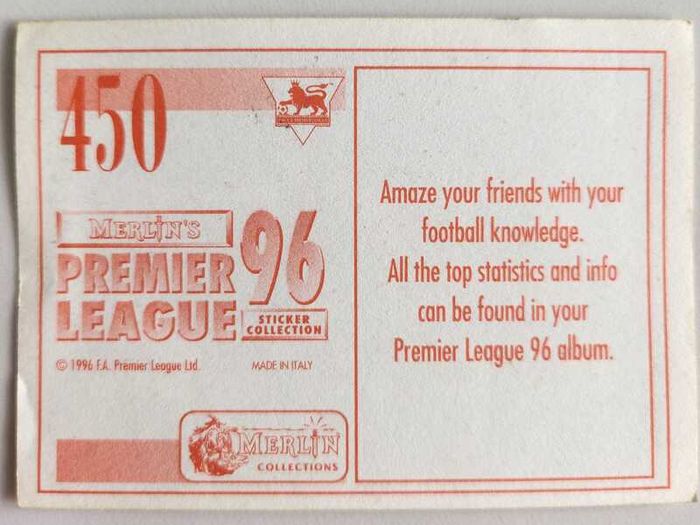'96 Premier League - Merlin stickers