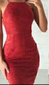 Suede look  red mini dress size Xs  s worn once for few hours