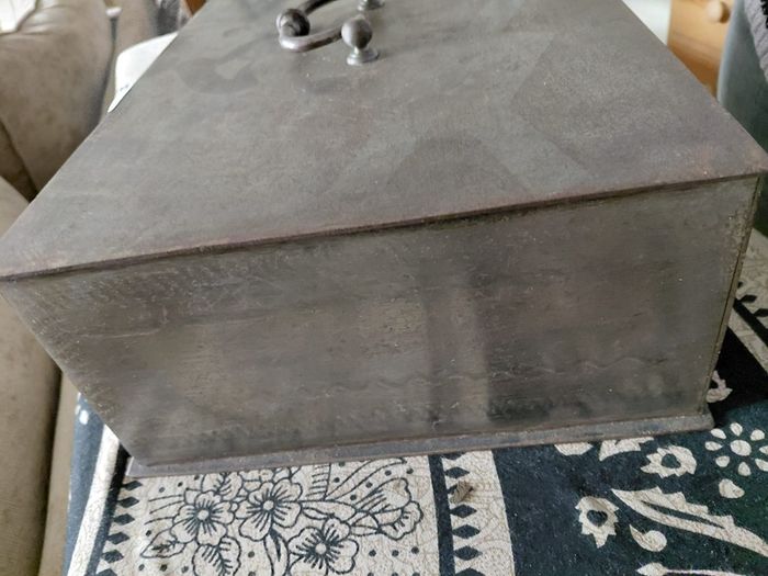 Antique French iron money box strong box with key 19th century