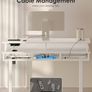 Electric Standing Desk, 120 x 54cm Height Adjustable Desk with 3 Drawers, RGB LED Strip & Charging Station for Home Office Computer Workstation, Computer Table with Monitor Stand, White Image 5