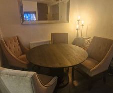 Luxury custom made mocha dining table and chairs