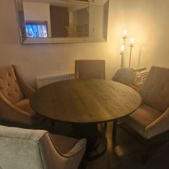 Luxury custom made mocha dining table and chairs