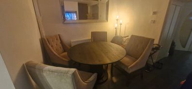 Luxury custom made mocha dining table with chairs
