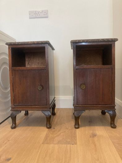 Antique Bedside Lockers - Pair - Mahogany