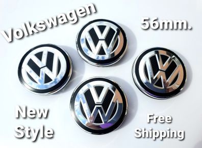 Set/4 x NEW STYLE 56mm VW wheel caps Volkswagen cap hub  6CD601171