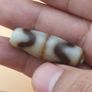 Lot of 2 Vintage Himalayan Tibetan Zigzag Pattern Agate Bead Amulets Image 3