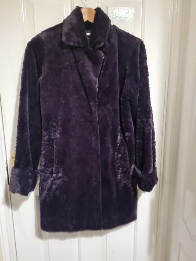 Dennis Basso faux fur purple coat