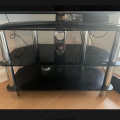 Black glass tv stand