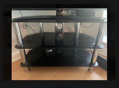 Black glass tv stand