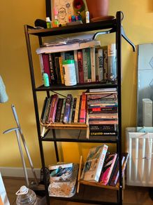 Black metal bookcase/ freestanding shelves