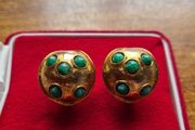 Vintage Gold and Green Tone Earrings