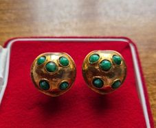 Vintage Gold and Green Tone Earrings