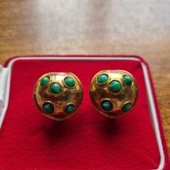 Vintage Gold and Green Tone Earrings