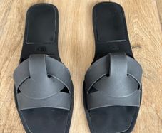 Zara black rubberised black flats