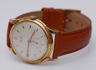 Vintage Swiss Made  Cauny Prima Ancre 15 Rubis Gold Gents Watch