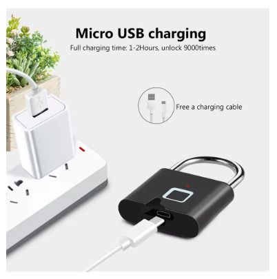Keyless USB Charging Fingerprint Lock Smart Padlock Waterproof