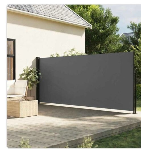 2 - Garden Retractable Side Awning Anthracite 120x600 cm x 2