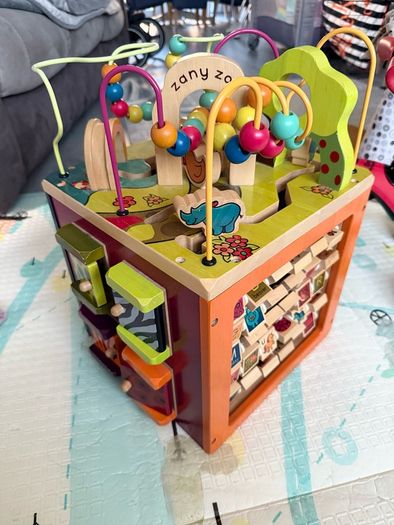Zany zoo wooden activity cube