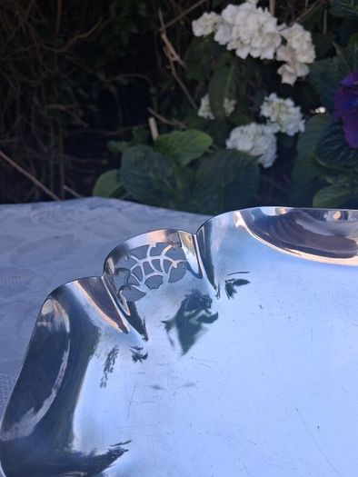 Viner's Quatrefoil Art Deco Footed Sterling Silver Dish(338 grams)