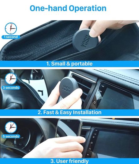 Car Phone Holder, Magnetic Phone Car Mount Air Vent, Upgraded Strongest Magnets & Super Stable Cradle for Vent, Compatible with iPhone, Samsung, Comes with Metal Plates