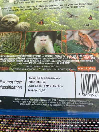 Rainforest 3D blu-ray dvd