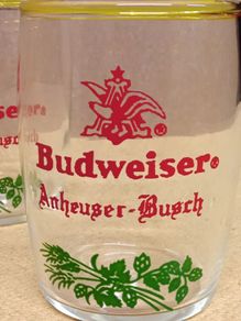 Vintage Budweiser ( Anheuser-Busch Logo ) 4oz Taster Sampler Glass  X 2
