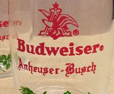 Vintage Budweiser ( Anheuser-Busch Logo ) 4oz Taster Sampler Glass  X 2