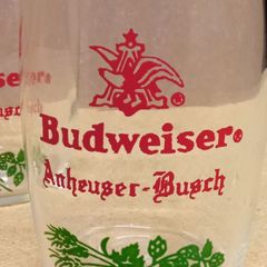 Vintage Budweiser ( Anheuser-Busch Logo ) 4oz Taster Sampler Glass  X 2