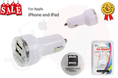 2 Port Dual USB DC Car Charger Adapter For Apple iPhone 5 5G 4 4S 4GS iPad