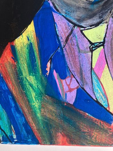 Original James Joyce Portrait in Abstract Painting by Artist