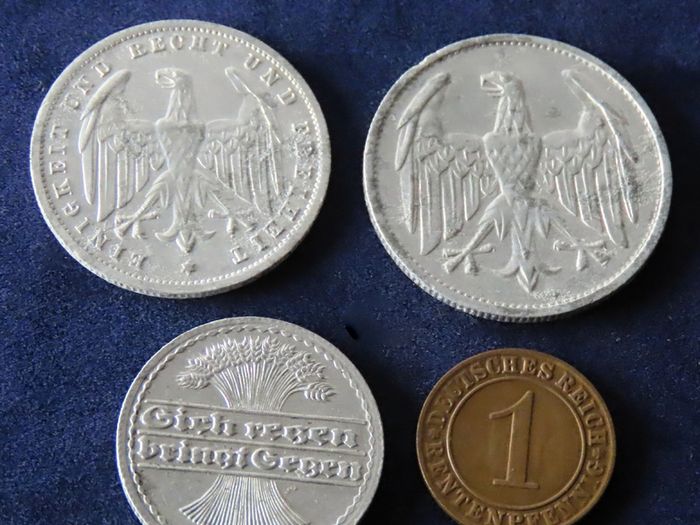 Antique German coins deutsche mark pfennig 1922 1923