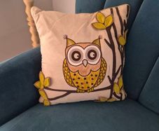 owl feather cushion