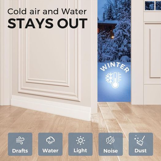 2 Pack Draft Excluder for Doors, Self Adhesive Door Draft Excluder Soundproof Weather Proof Draught Excluder for Doors 2" W x 39" L White