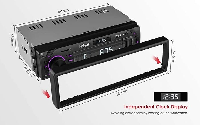 RDS Hands-free Calling Car Radio Bluetooth 5.0, 7 LED Colors Car Stereo & Clock, 4X60W FM Radio USB/AUX in/MP3/FLAC/WMA/WAV/SD/AM MP3 Player Wireless Remote Control, 30 Radio Stations,1 DIN (FREE POSTAGE)