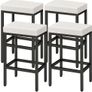 66 cm Bar Stools Set of 4, White Breakfast Barstools, Kitchen Bar Stool Chairs with Metal Leg for Kitchen Image 5