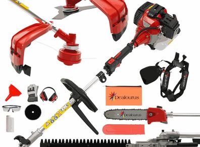 Multi Function Garden Tool 5 in1 Petrol Strimmer, Brush Cutter Chainsaw