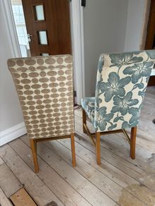 Set of 4 Solid Wood & Fabric Dining Chairs