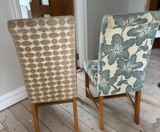Set of 4 Solid Wood & Fabric Dining Chairs