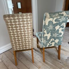 Set of 4 Solid Wood & Fabric Dining Chairs